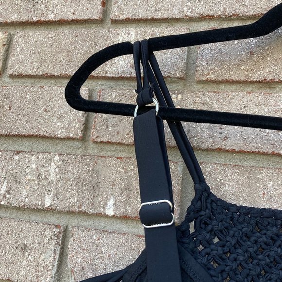 SWIM SUITS FOR ALL Black Crocheted Fringed Swim Suit Top Size 22 - Picture 5 of 8